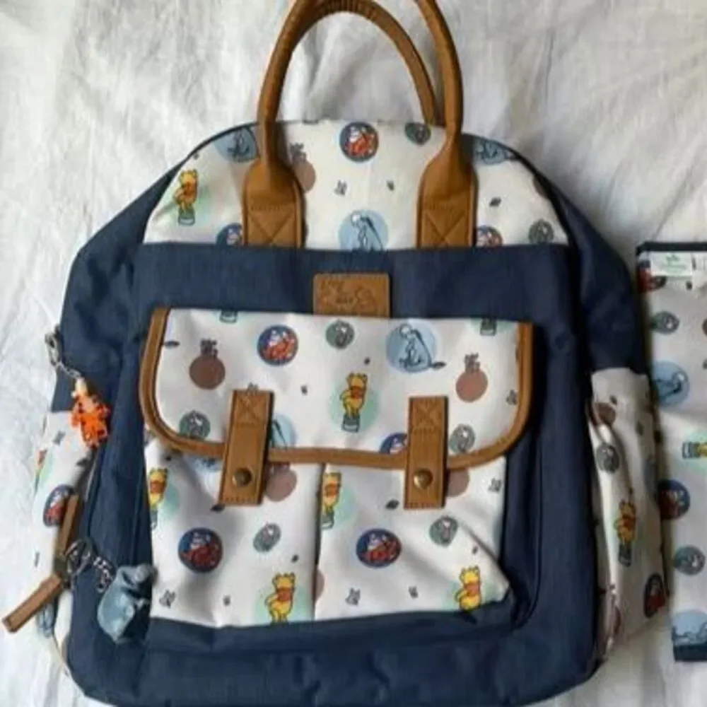 Disney Winnie the Pooh Diaper Bag Backpack w/ changing pad & 2 Lego keychains